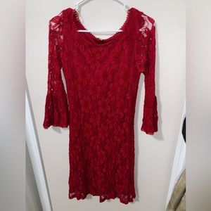 Flower pattern red dress